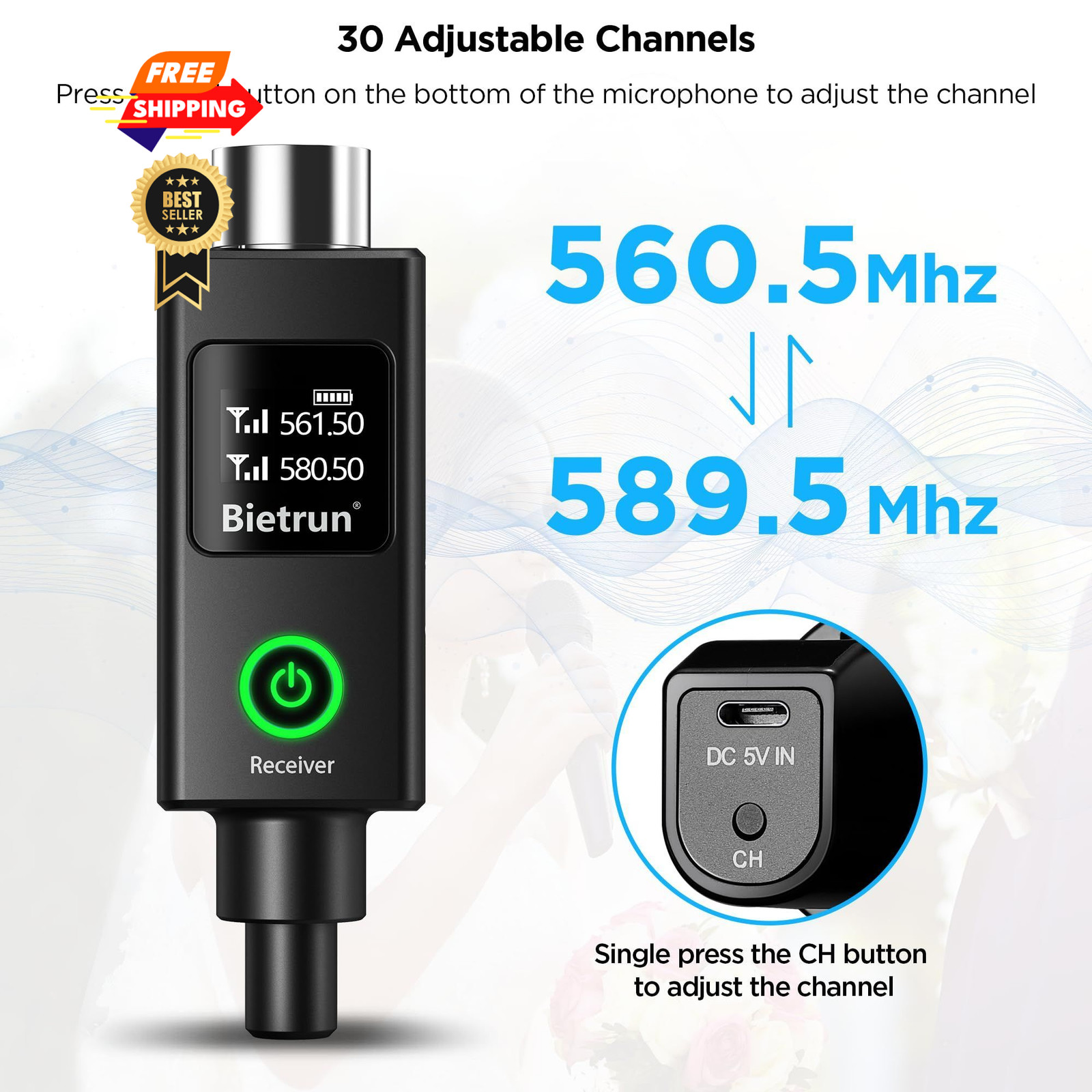 Bietrun XLR Portable, Rechargeble Rechargeable Microphone-WXM19-2