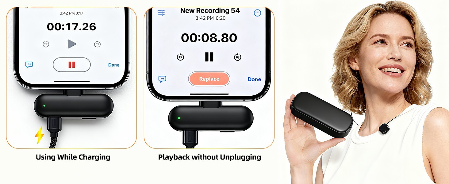 Notevox Wireless Lavalier Microphone AI Noise Canceling iPhone Android