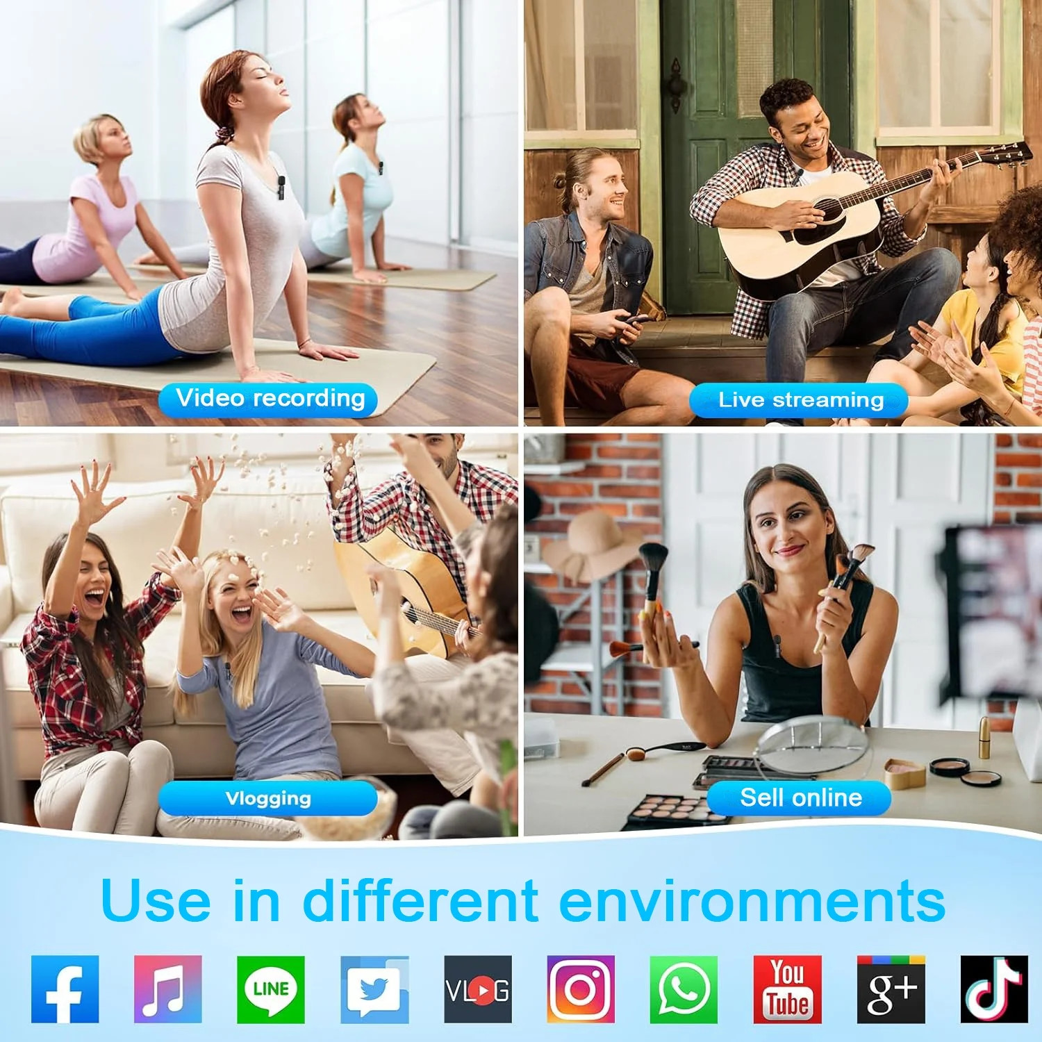 Wireless Lavalier Microphone for Iphone/Android/Ipad/Laptop, Mini Microphone, Mi