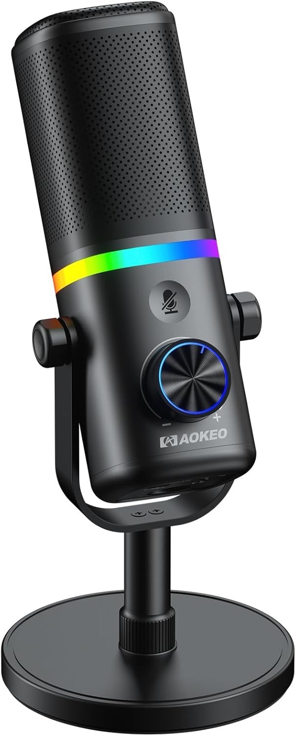 Aokeo Microphone for PC, AK-10 USB/XLR Dynamic Desktop Microphone for Gaming