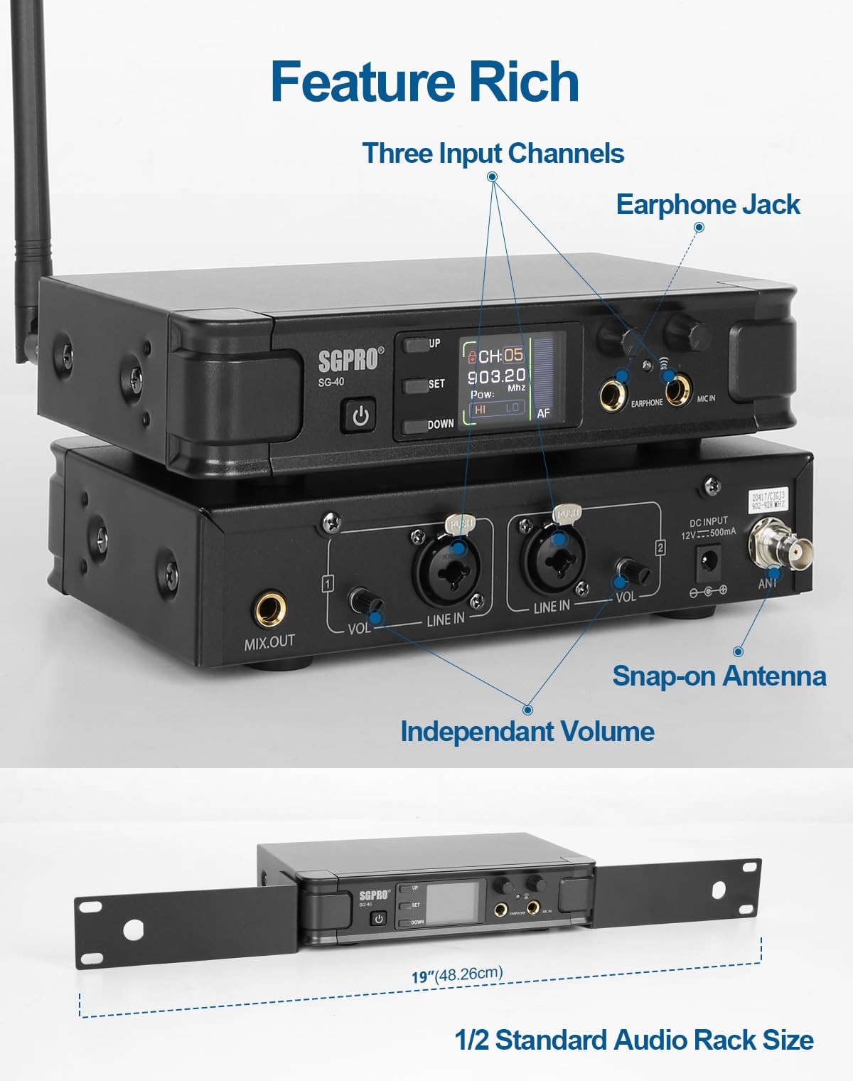SGPRO Wireless inEar Monitor System, IEM System Mono with Metal Transmitter, …