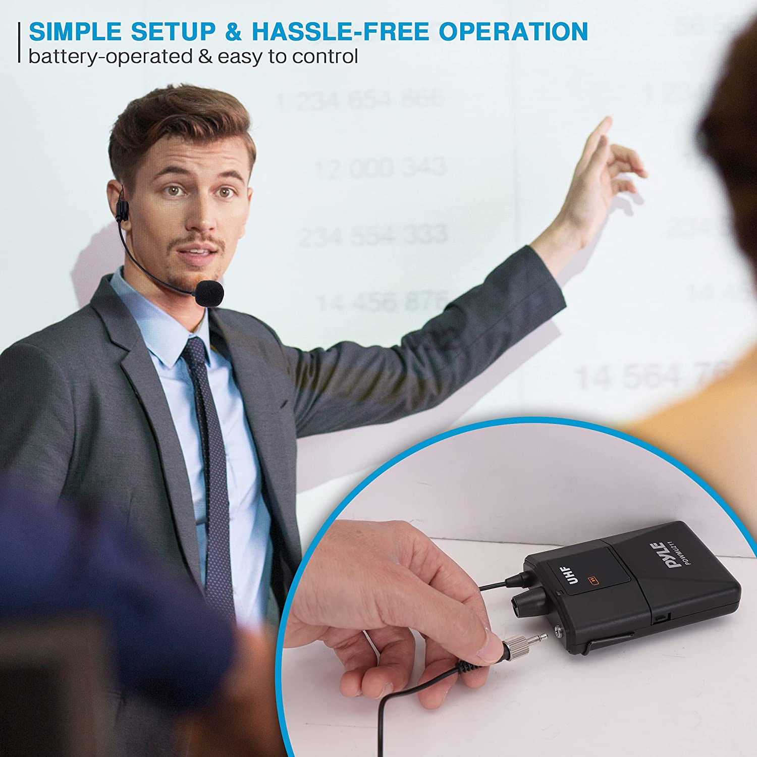 Dual UHF Microphone System – Professional Cordless Microphone Wireless Mic Kit