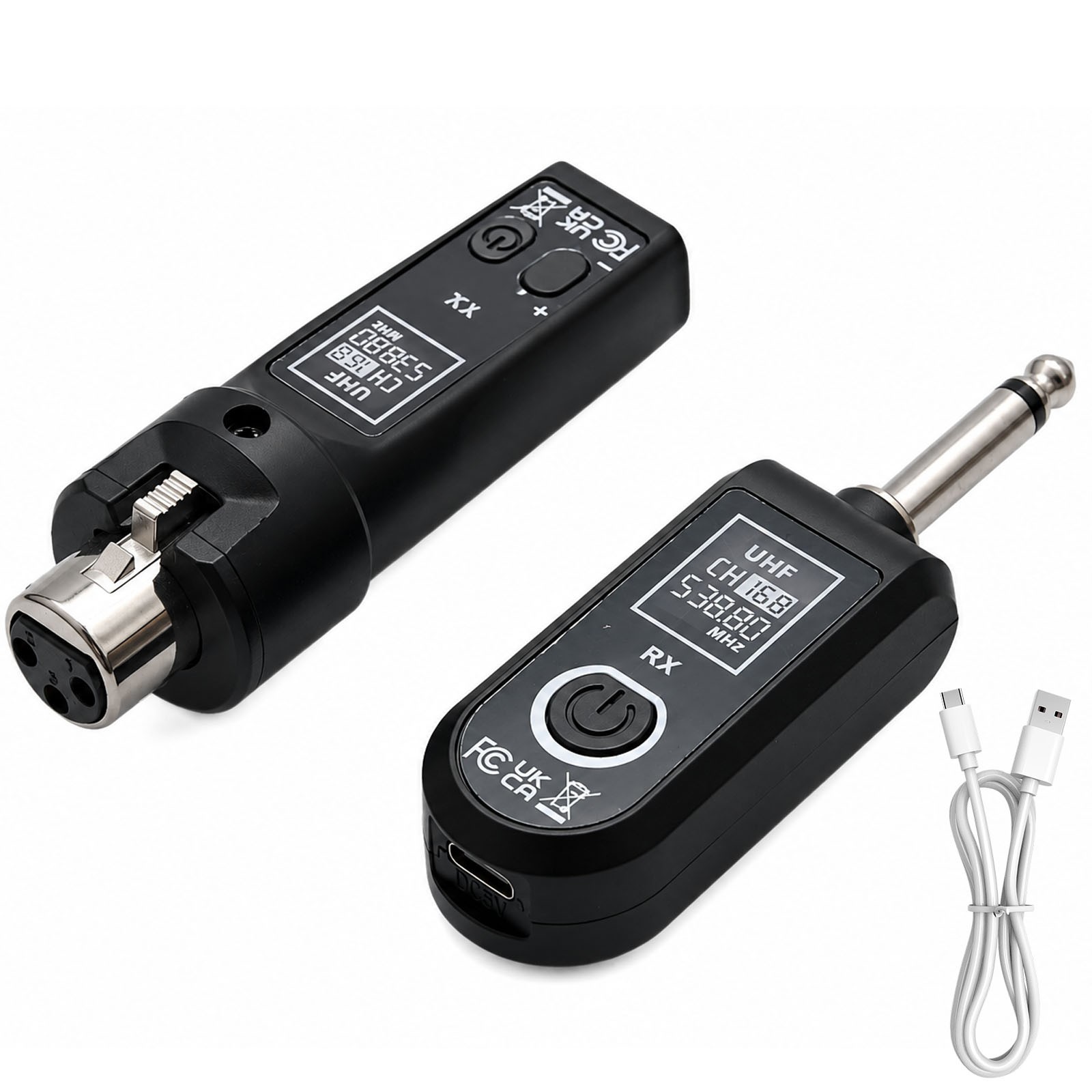 Professional Wireless Guitar XLR Transmitter Receiver System 510-590MHz 30-50m