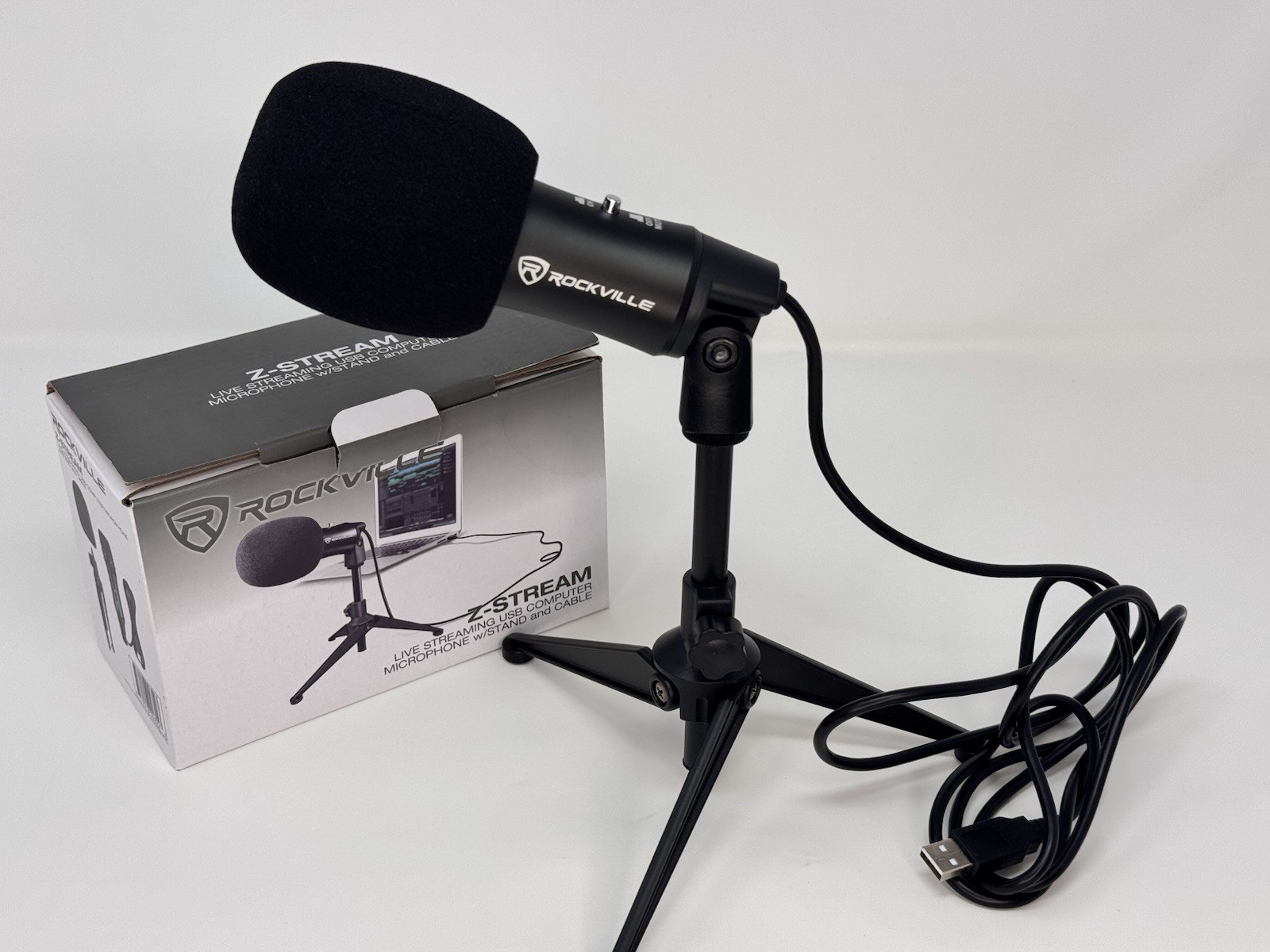 Rockville Z-STREAM USB Microphone w/ Tripod Stand + USB Cable + Manual Box