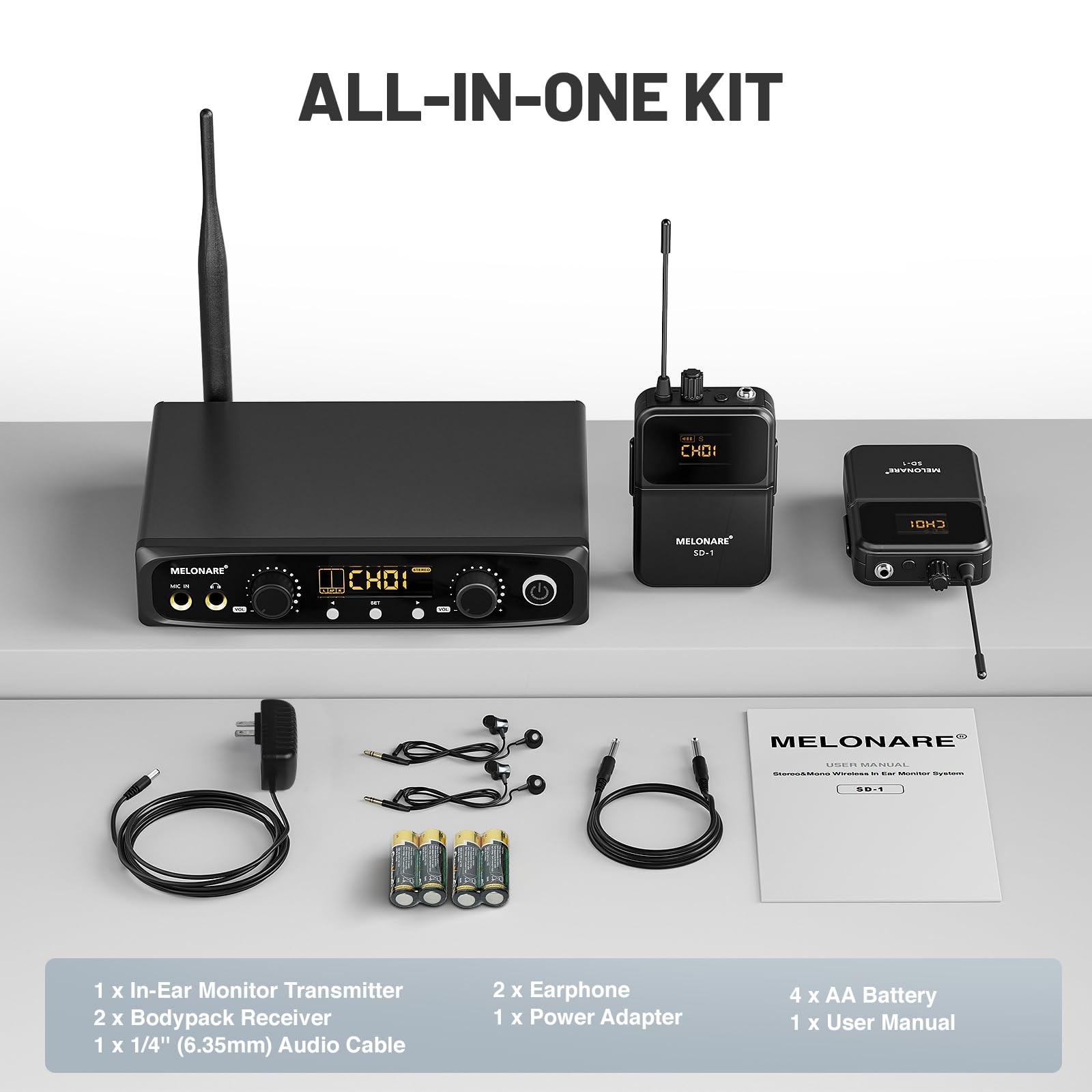 Wireless in-Ear Monitor System, Stereo & Mono IEM System w/Bodypack Receivers…