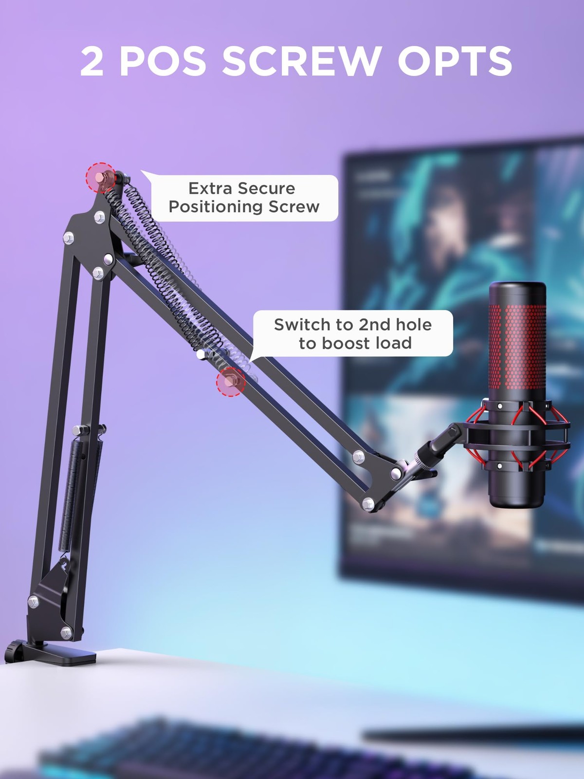 Boom Arm Microphone Mic Stand for Blue Yeti HyperX QuadCast SoloCast Snowball…