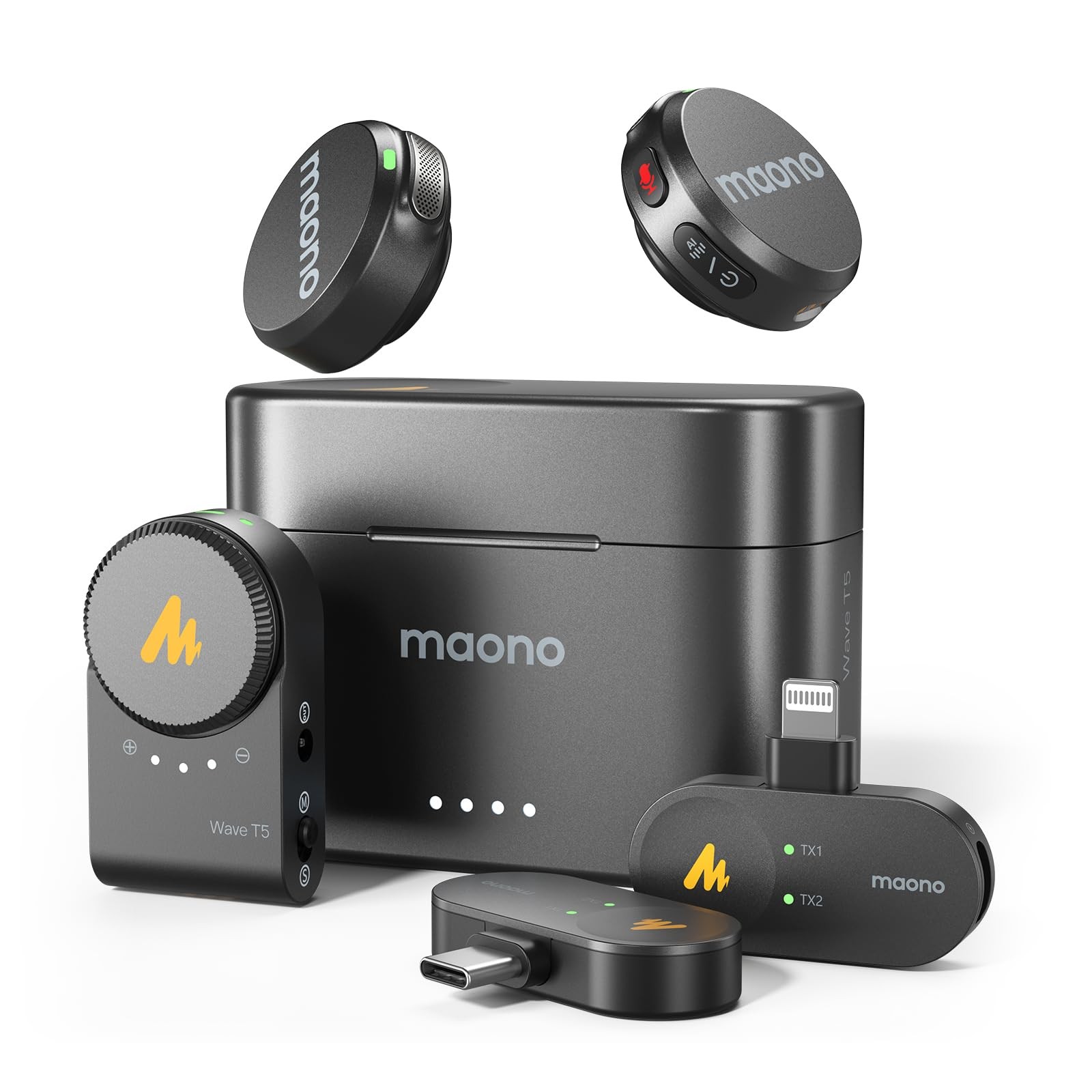 Wave T5 Mini Magnetic Wireless Lavalier Microphone for Content Creators Video…