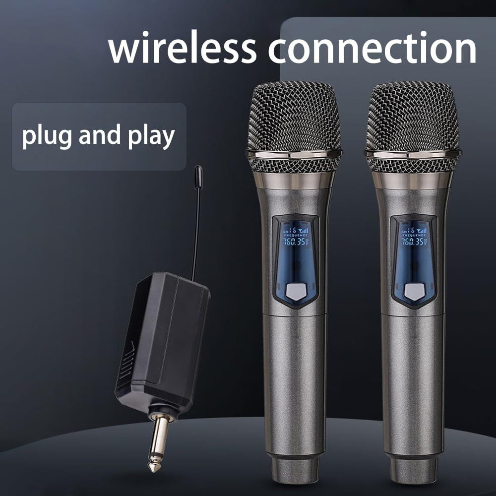 Wireless Microphone, Rechargeable Fixed Frequency Wireless Dual Microphone,Handh