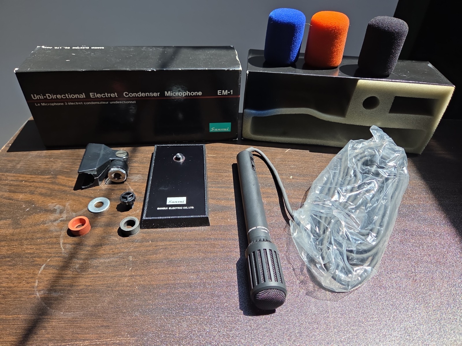 Sansui EM-1 Uni-Directional Electric Condenser Microphone Japan Like New 100%