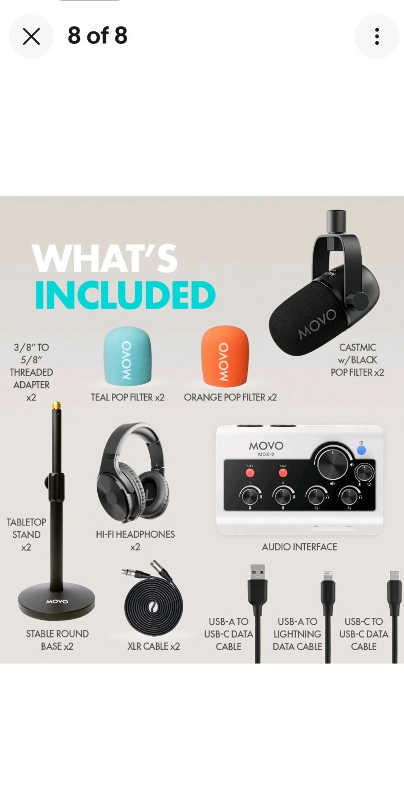 Movo PodPro-TH Tabletop Portable Podcasting Bundle with Headphones