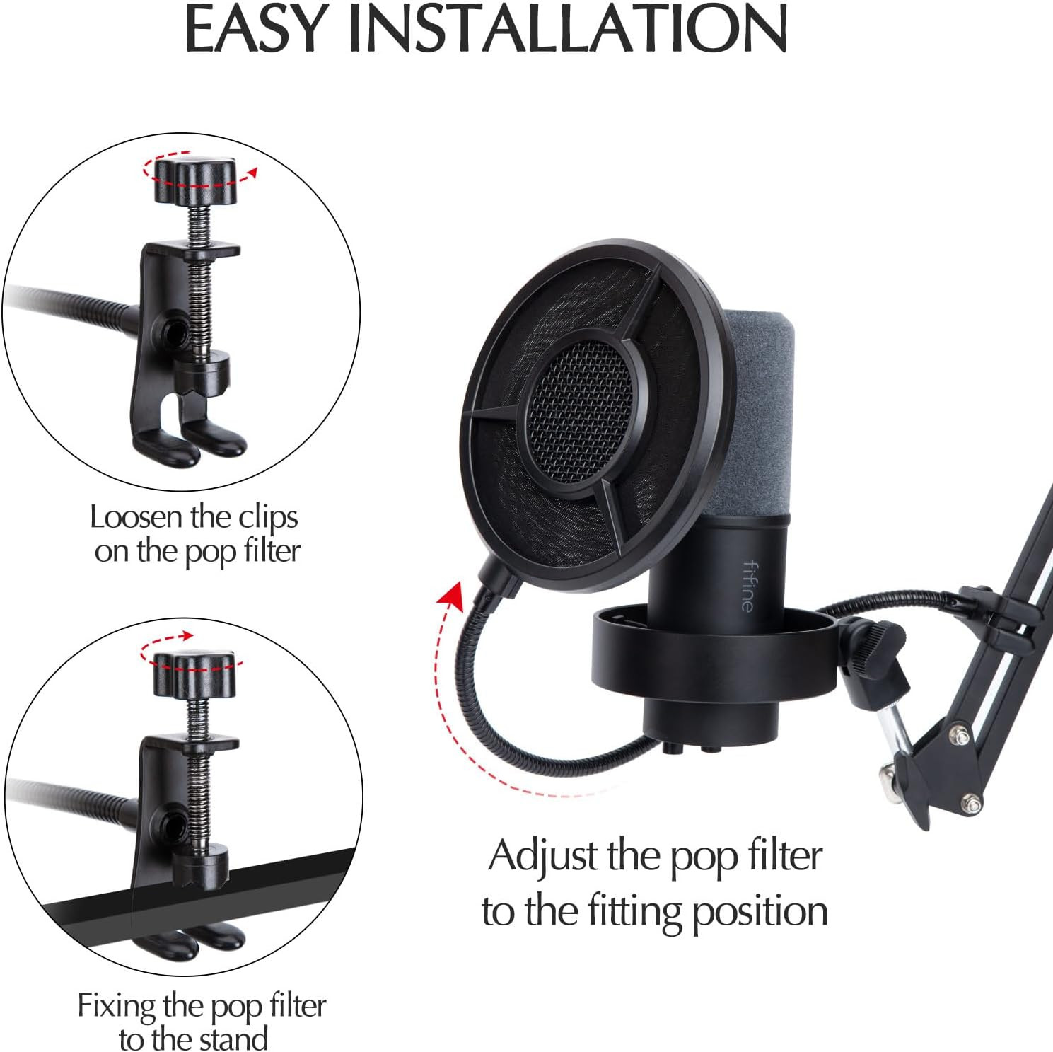 Fifine K688 Mic Pop Filter with Windsrceen Foam Cover,Compatible with Fifine Mic