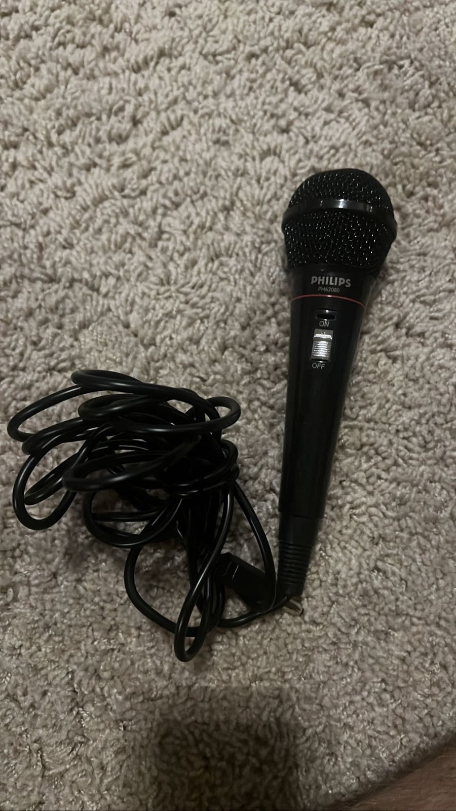 4F Philips PH62080 Dynamic Cable Microphone Wired Karaoke Black Mic On/Off Swtch