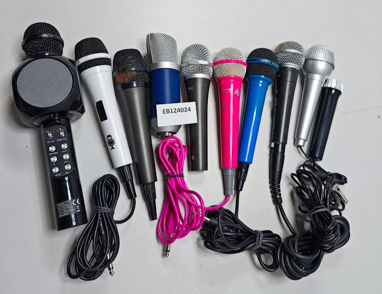 Lot of 10 Mixed Microphones – Untested, Used, Various Models and Colors