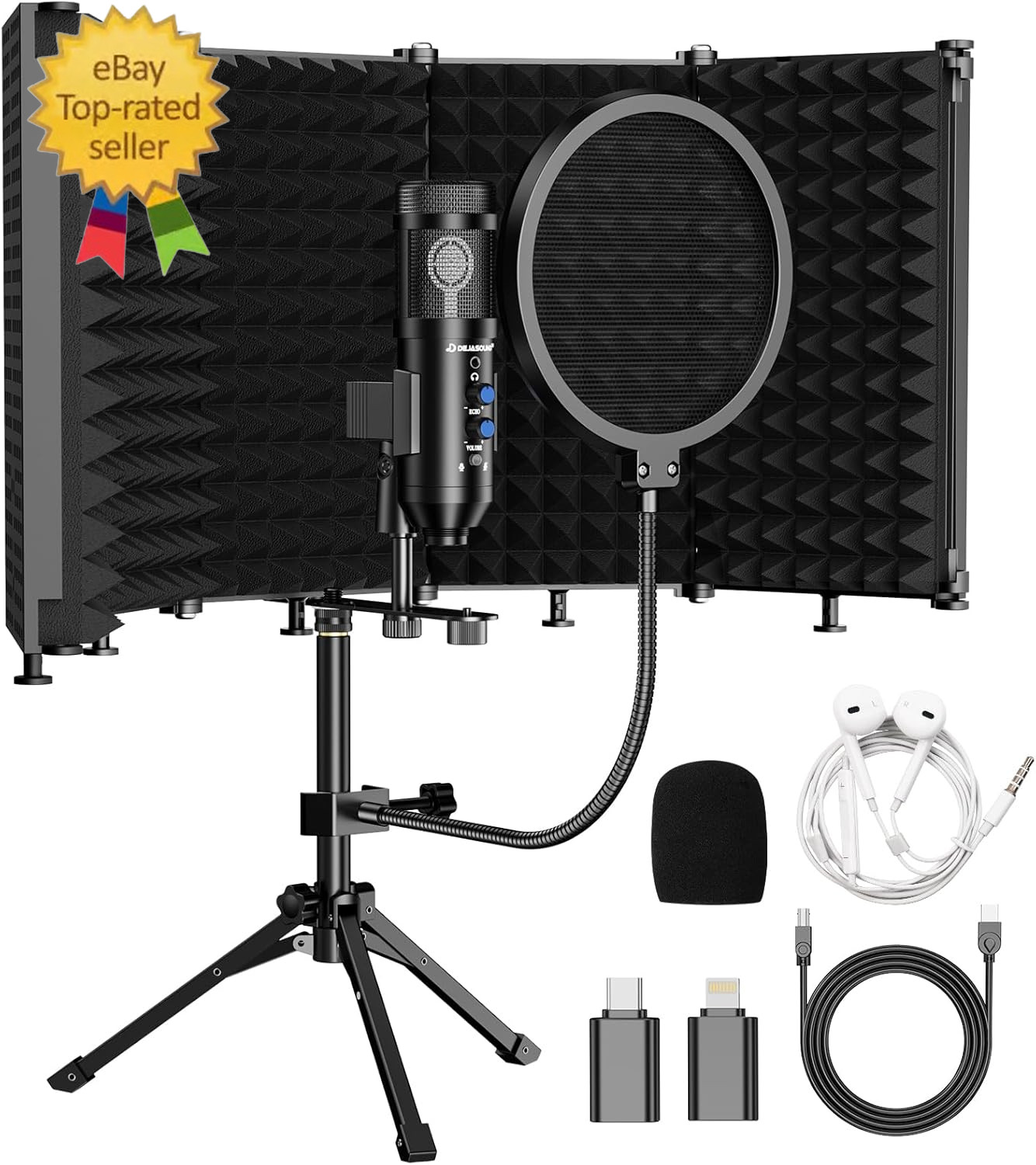 Upgraded Studio Recording Microphone with Isolation Shield & Pop Filter – Music