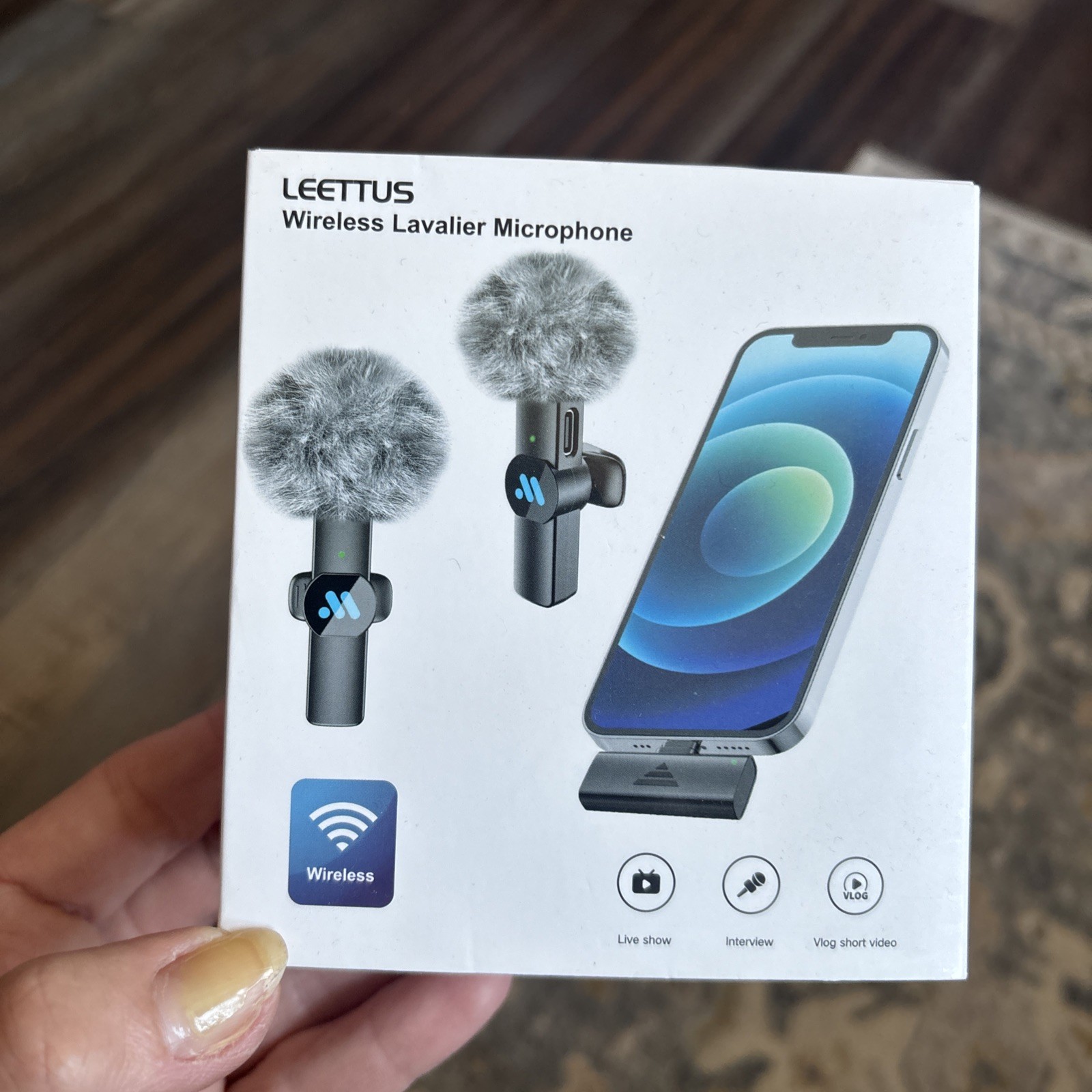 Leettus 2pcs Lavalier Wireless Microphone for iPhone iPad, YouTube, TikTok, Vlog