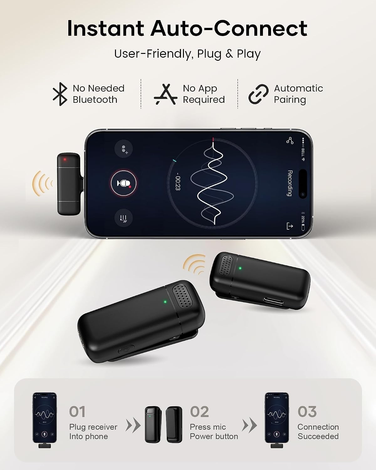 Long Battery Life Lapel Microphone for Content Creators
