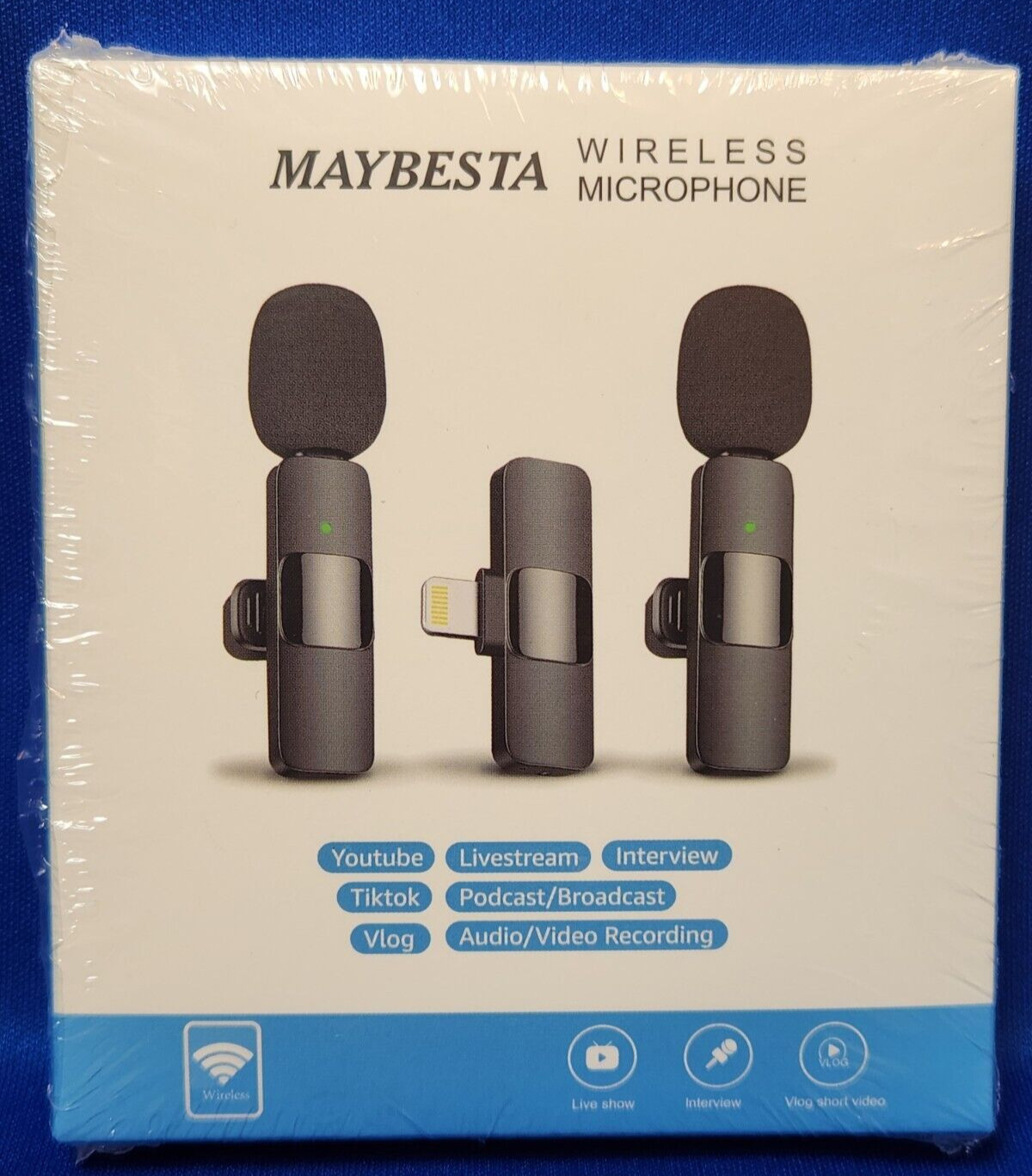 Maybesta Professional Wireless Lavalier Lapel Microphone 2 + 1 Charger Sealed