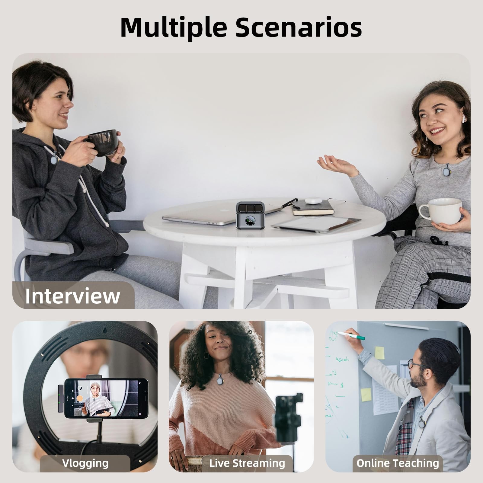 TXTUNE Mini Wireless Microphone for iPhone 15/16 and Android Phone, Clip On U…