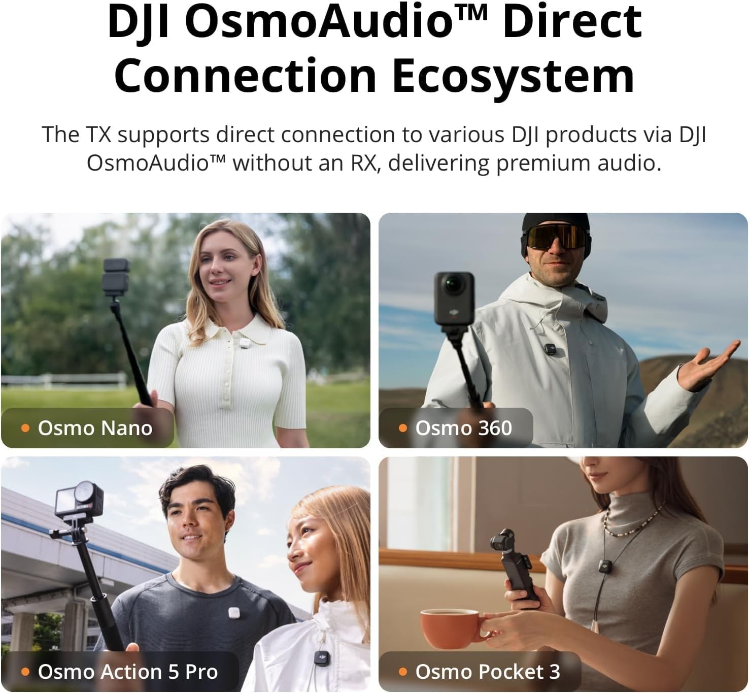 Wireless Lavalier Microphone for iPhone & Android, 300m Range, Noise Cancelling,