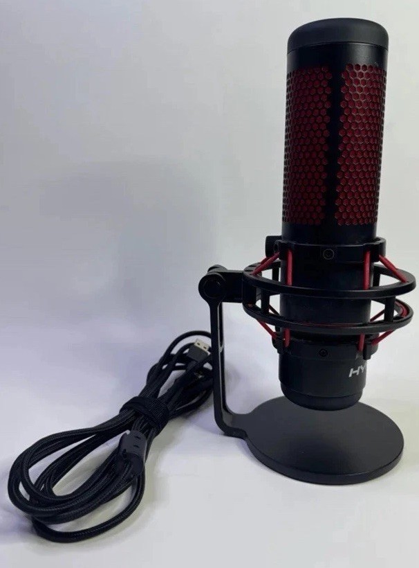 HyperX QuadCast USB Condenser Microphone Tap-to-Mute LED Gain Control Red/Black