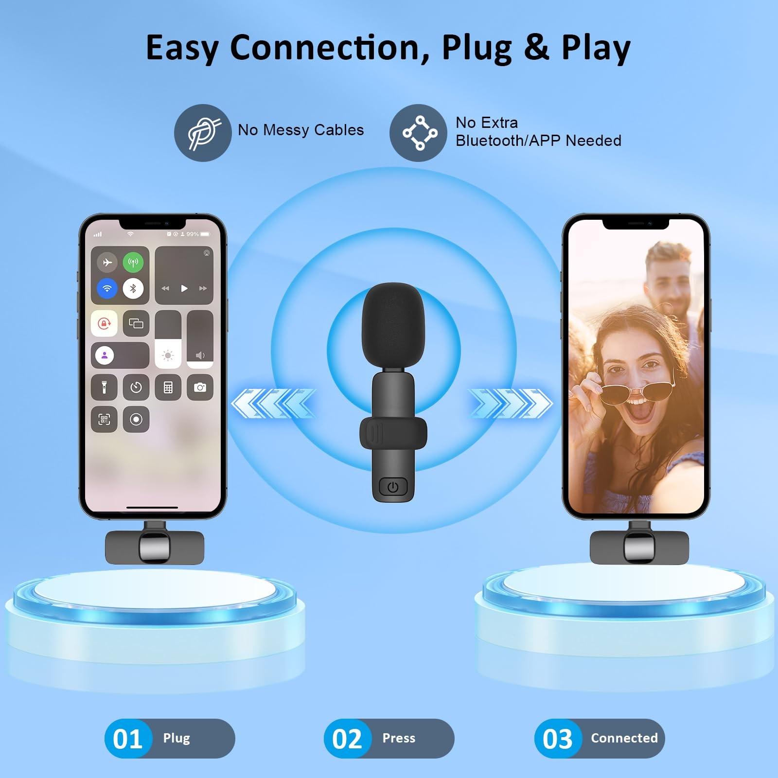 MAYBESTA Wireless Lavalier Lapel Microphone for iPhone Android – Bluetooth Mi…