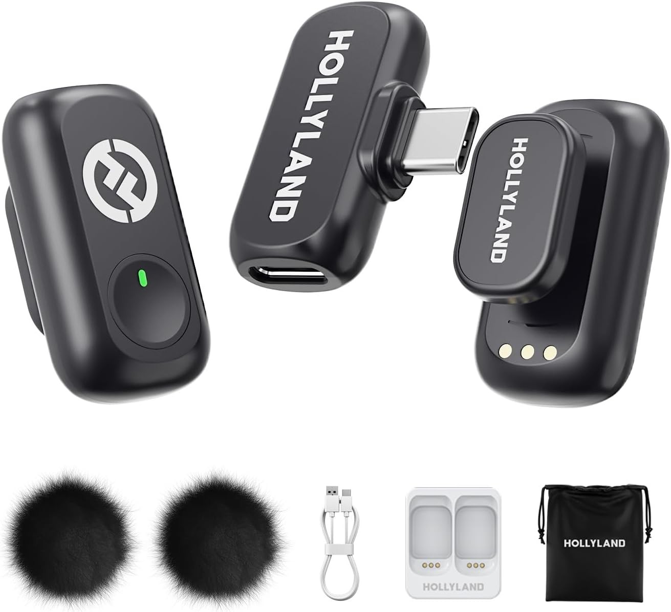 Hollyland Lark A1 Wireless Microphone for iPhone Mini Duo (USB-C RX), Black