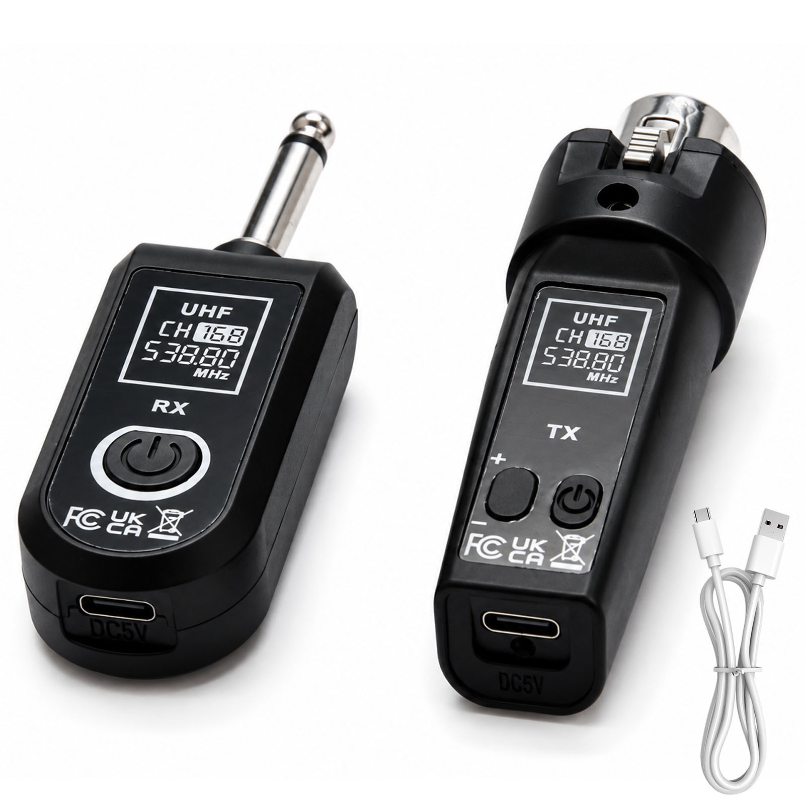 Professional Wireless Guitar XLR Transmitter Receiver System 510-590MHz 30-50m