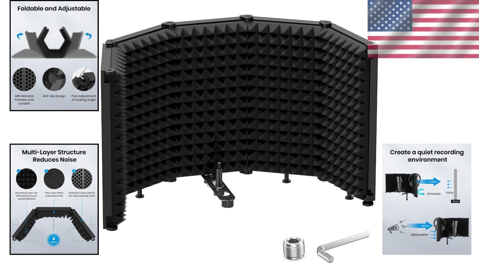 Vocal Isolation Shield for Clean Podcasts & Broadcasts