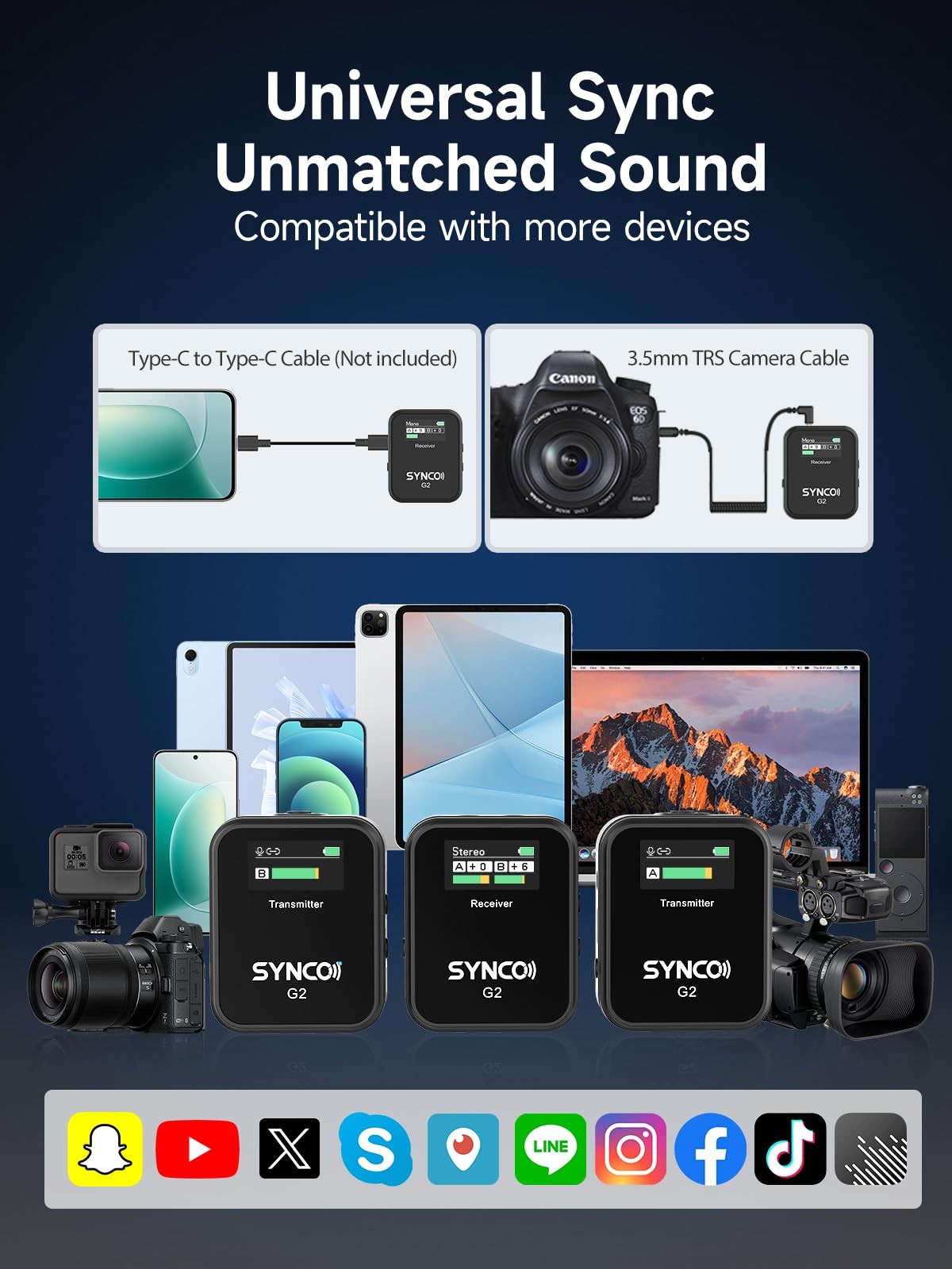 SYNCO G2(A2) Wireless Lavalier Microphone with 48KHz 24Bit Noise Reduction 65…