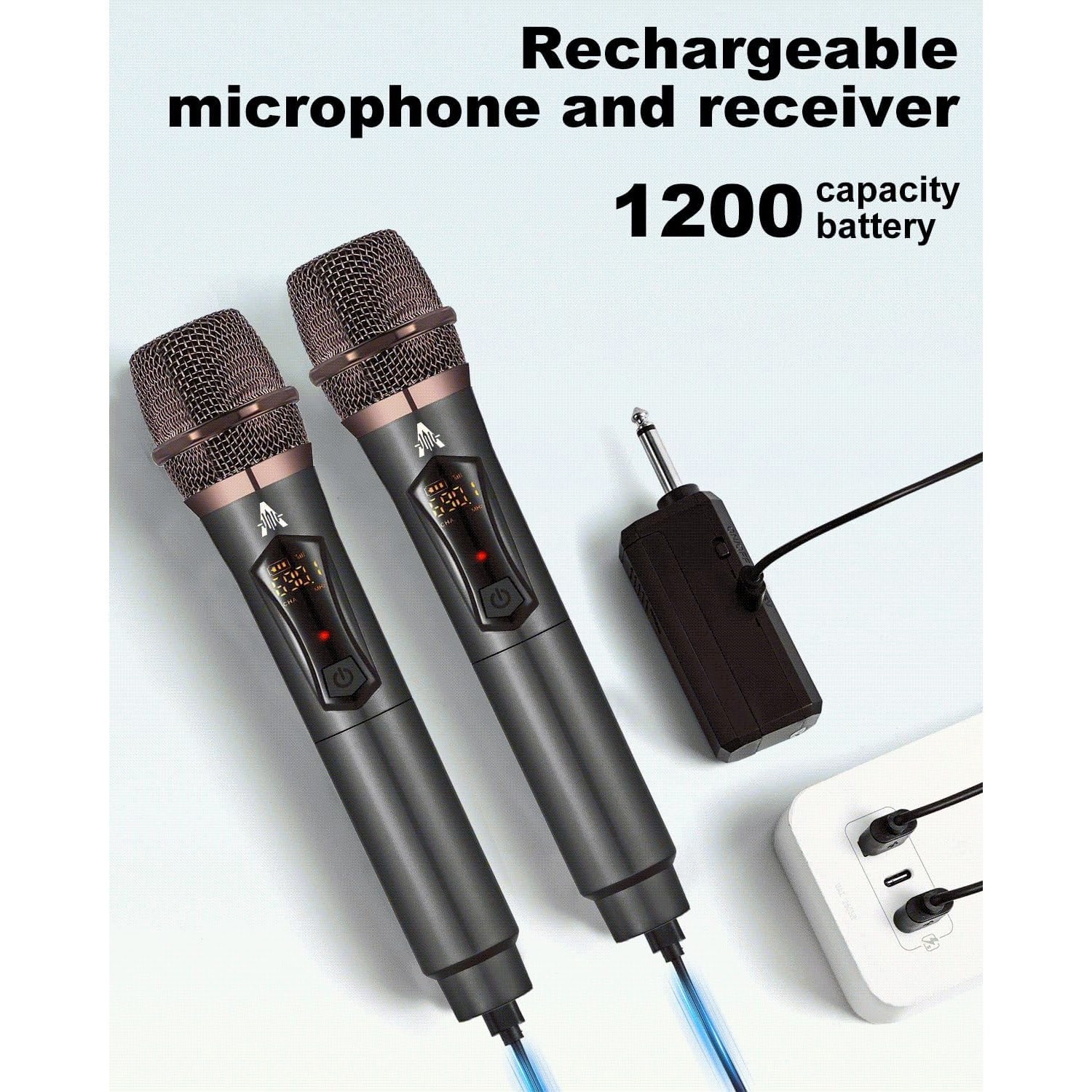 Portable Wireless Microphone with 50H Battery Life for Events and Performances