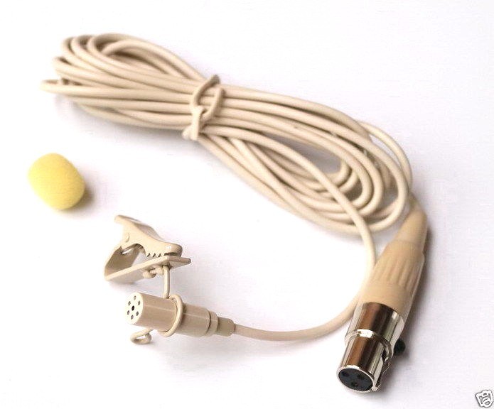 Beige Lapel Lavalier Microphone for AKG and Samson Wireless mini 3Pin XLR