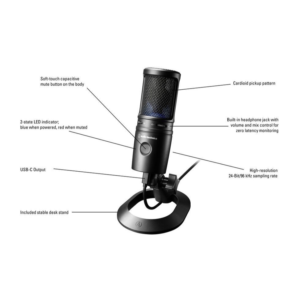 Audio-Technica AT2020USB-X USB Microphone Bundle w/ Headphones & Pop Filter KIT