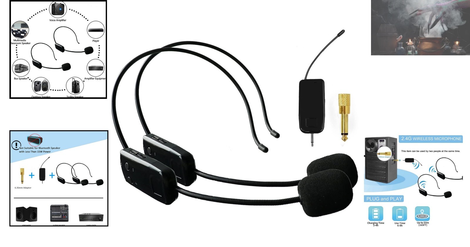 High-Fidelity 2.4G Dual Wireless Mic System with Easy Pairing – Black Finish