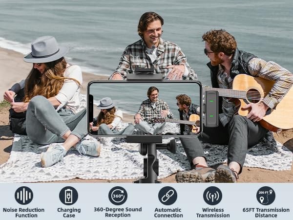 Wireless Lavalier Microphone for iPhone & Android – USB-C Clip-On Mic, 35H Batte
