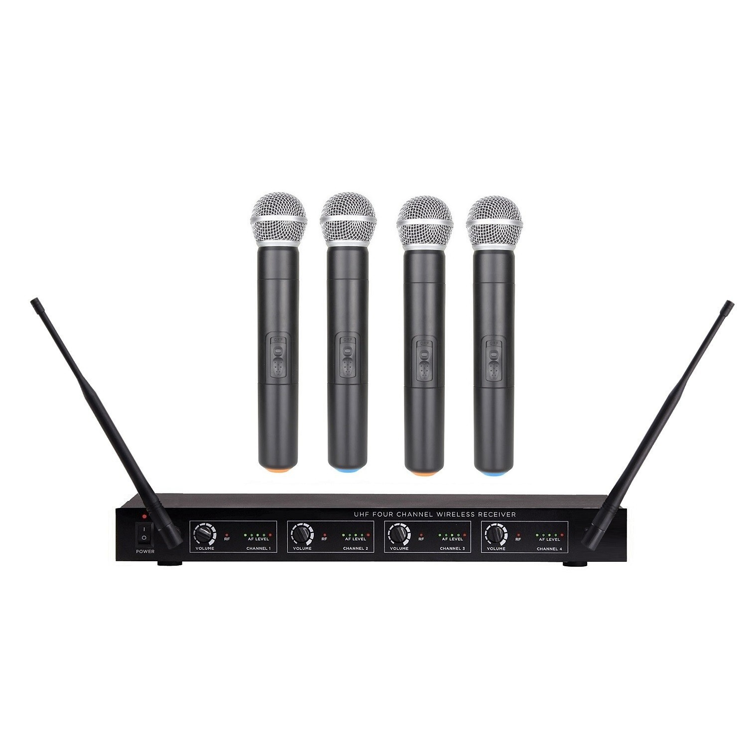 UHF Professional 4-Channel UHF Wireless Handheld Mic System Vocal Dynamic 4 Mics