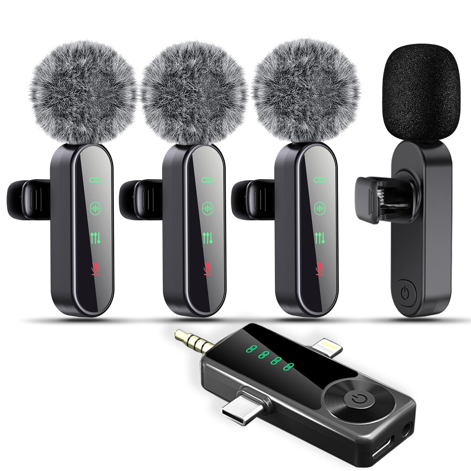 4 Packs Wireless Lavalier Microphone for iPhone/Android/Camera, Upgraded Mini…