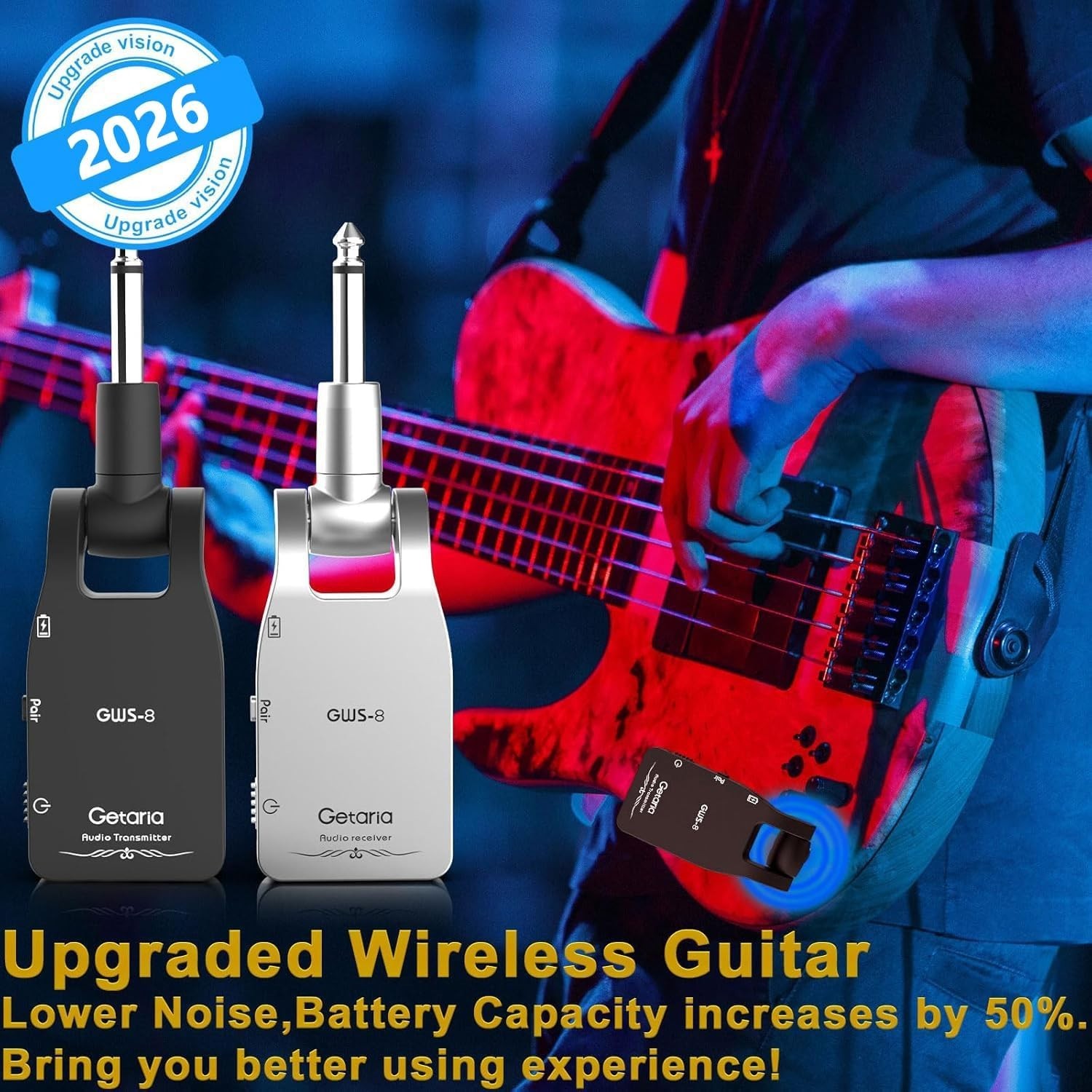 Rechargeable Wireless Guitar Transmitter Receiver – 100ft Range & Easy Setup