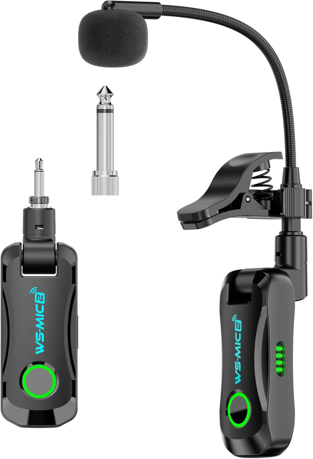 Wireless Saxophone Microphone System, 2.4G Wireless Instrument Transmitter Recei