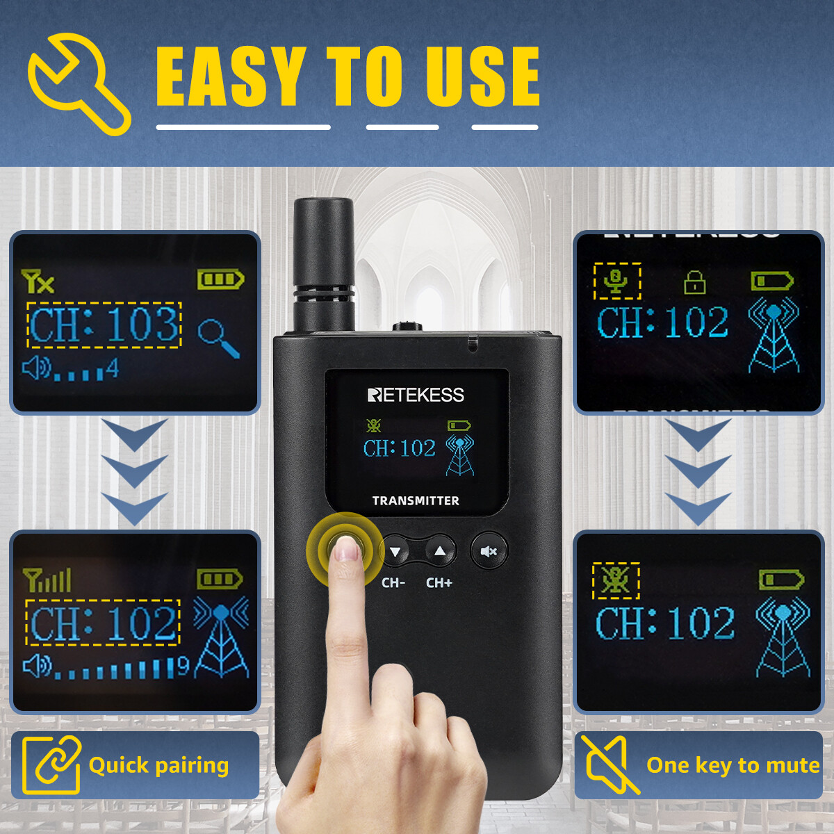 TT125 Tour Guide System Assisted Mic Transmitter 6 Receiver for Training Plant