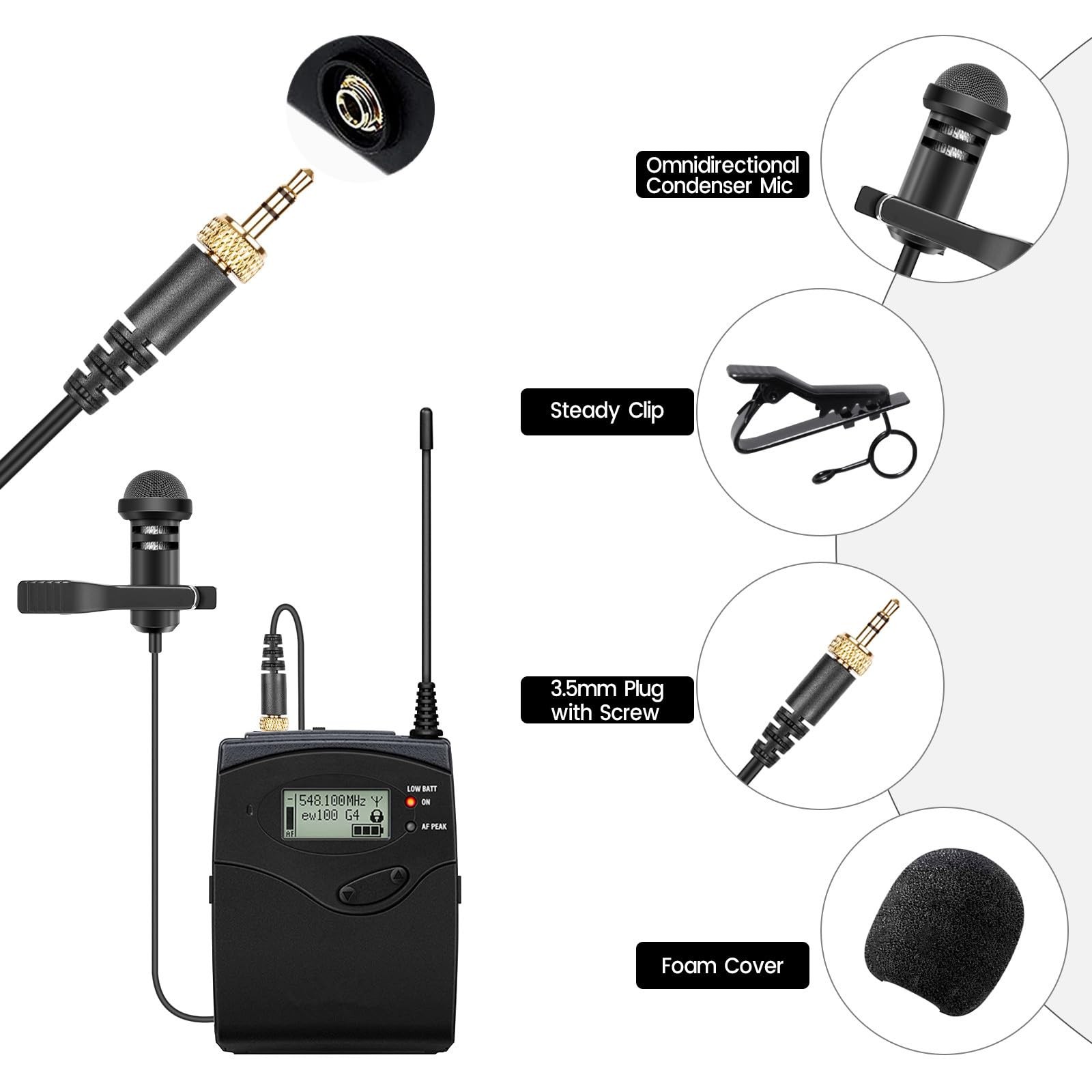 2-Pack Lavalier Lapel Microphone Compatible with Sennheiser Wireless System B…