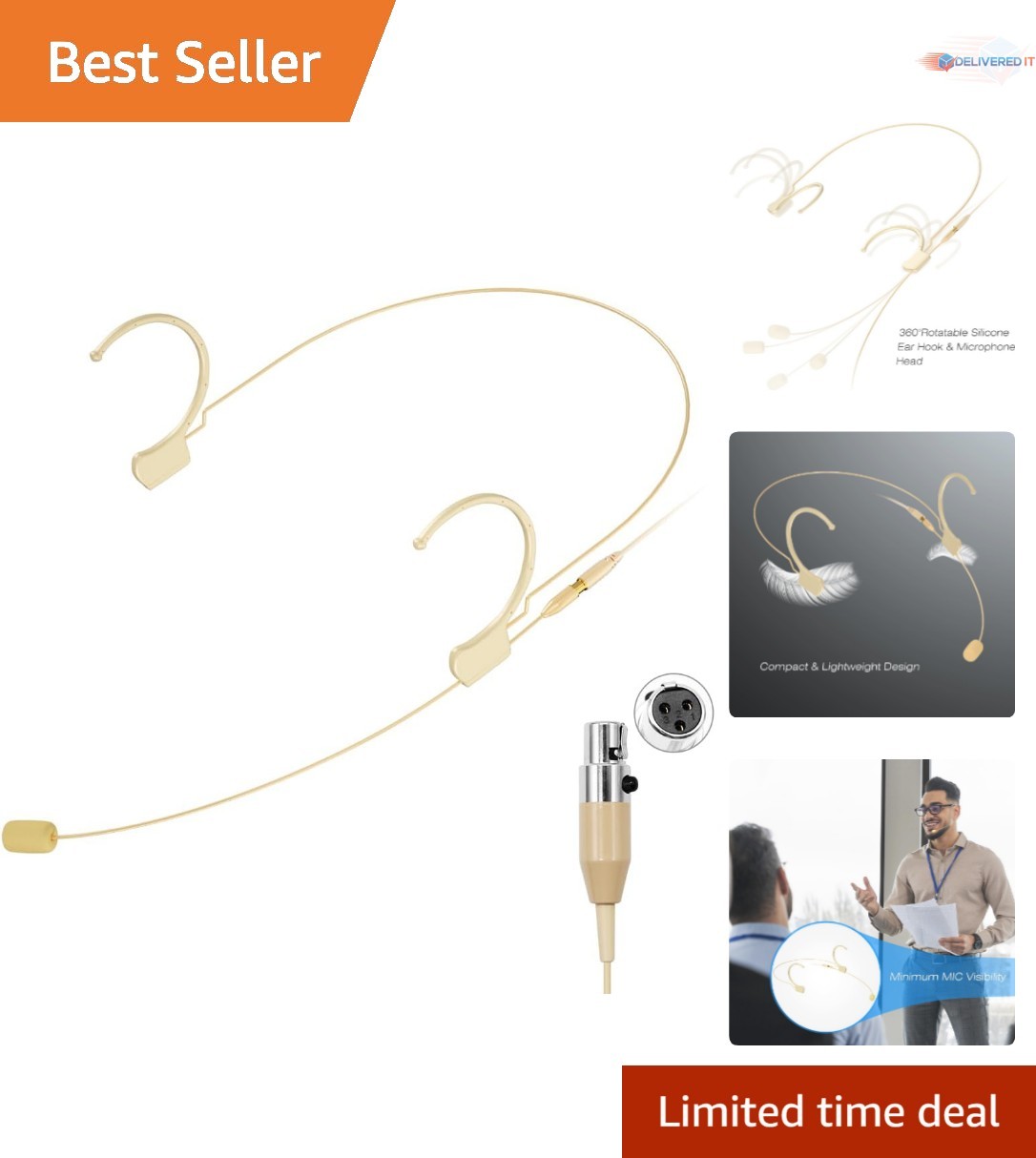 Headset Microphone Professional Earset Over Ear Hanging Condenser for Wireles…