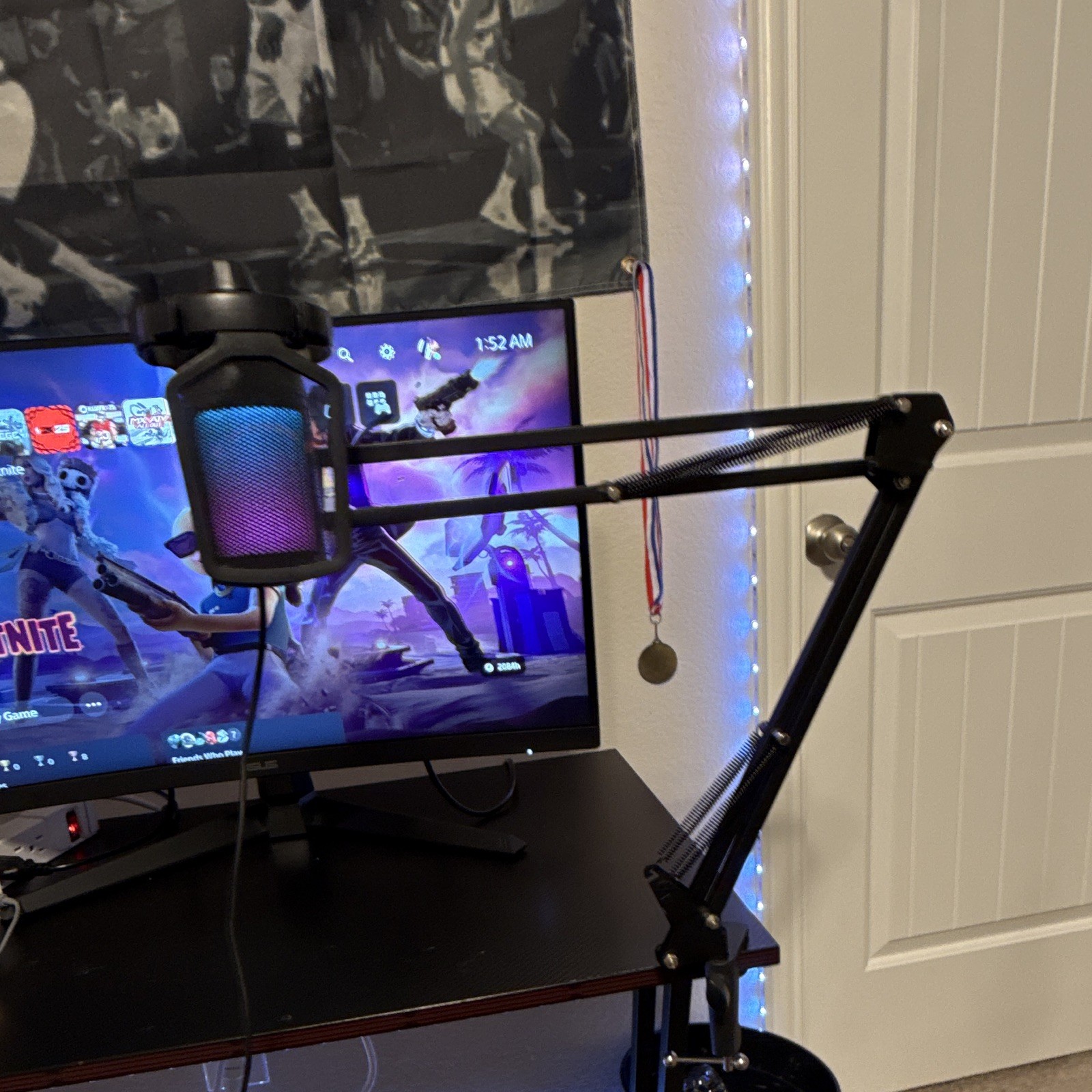 RGB USB Wired Desktop Microphone w/ Shock Mount, Adjustable Boom Arm, Black
