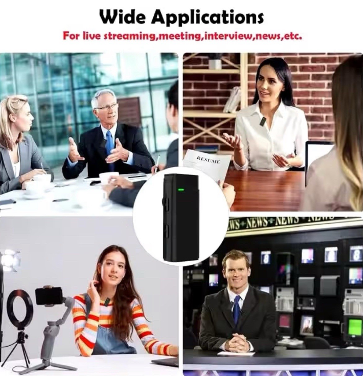Wireless Lavalier Microphone with Noise Cancellation,40H Working Time with Ch…