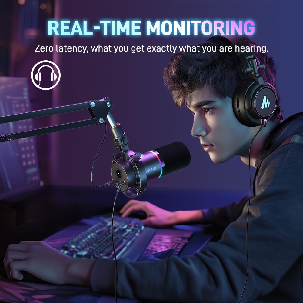 MAONO RGB Dynamic Microphone for Streaming Podcasting & Recording