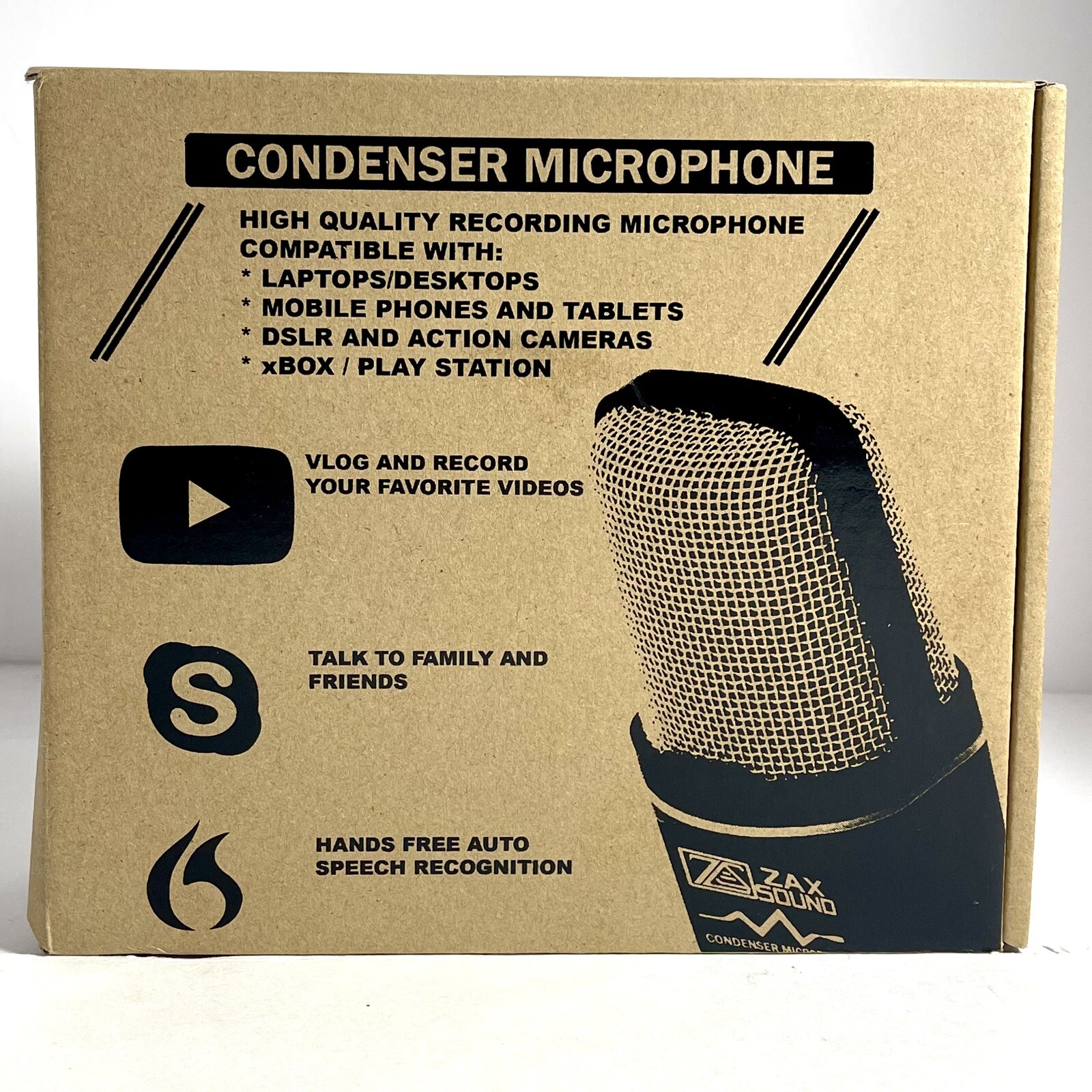 Zaxsound Professional Cardioid Condenser Mic With Tripod For PC Phone Tablet