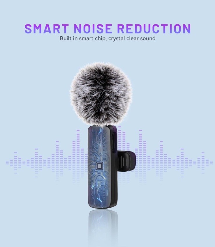 Wireless Lavalier Microphone Portable Audio Video Recording Mini Mic for iPhone.
