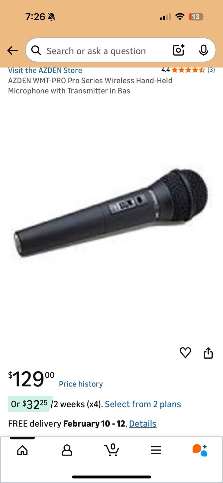 AZDEN WMT-PRO Pro Series Wireless Hand-Held Microphone with Transmitter in Bas