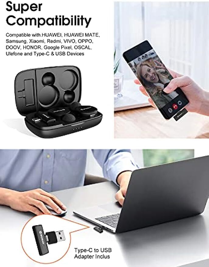 Moman CP2(C) Wireless Lavalier Microphone for Type-C Smartphone PC Recording