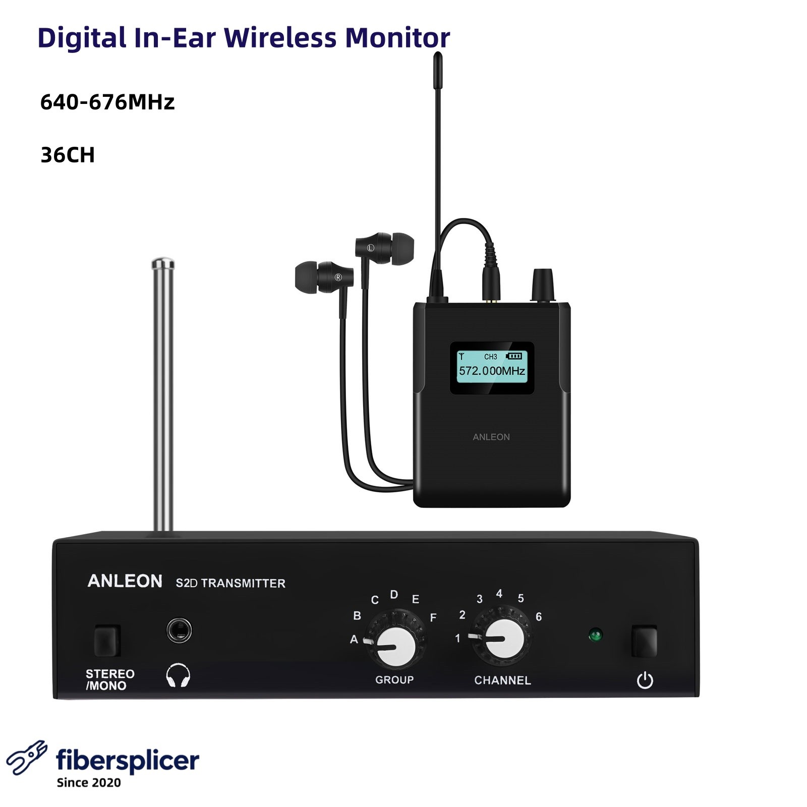 ANLEON S2D 640-676MHz Digital In-Ear Wireless Monitor RF Transmitter Receiver