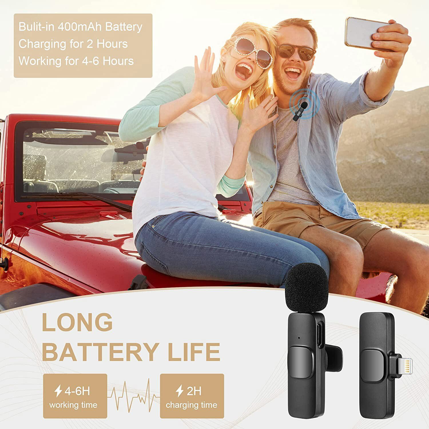 Wireless Lavalier Microphone Mic For iPhone iPad Live Stream YouTube Tiktok USA